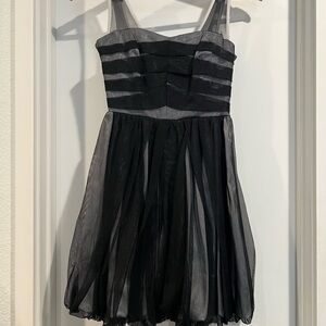 BCBGeneration Black Striped Mesh Mini Dress